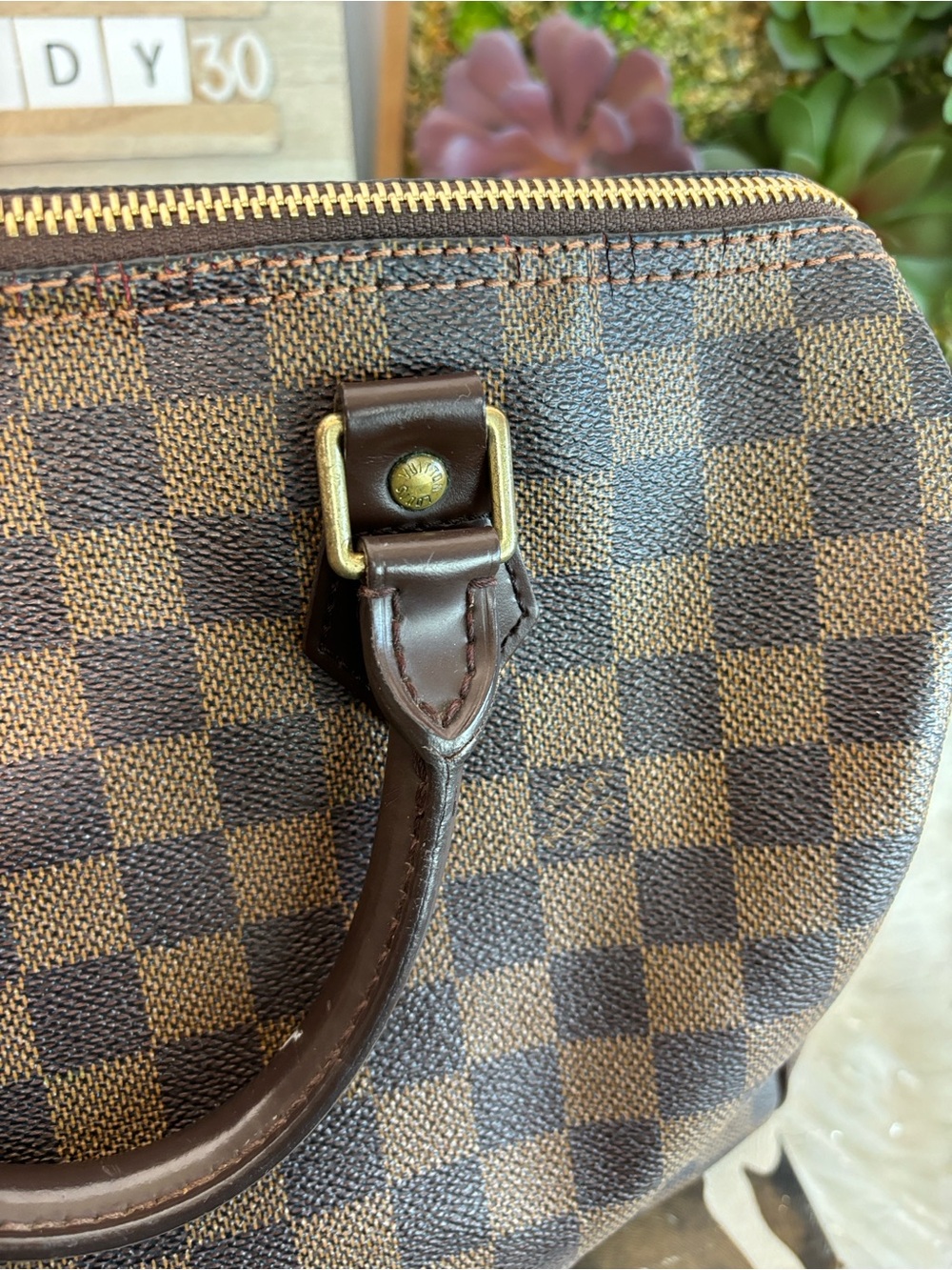 Authentic Louis Vuitton Brown Damier Ebene Speedy 30 Fair Condition - Picture 9 of 17